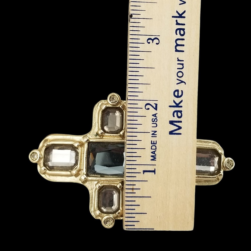 Abel Brand Gold Tone Cross Belt Buckle Embellished Crystals Made in Italy - Picture 11 of 11